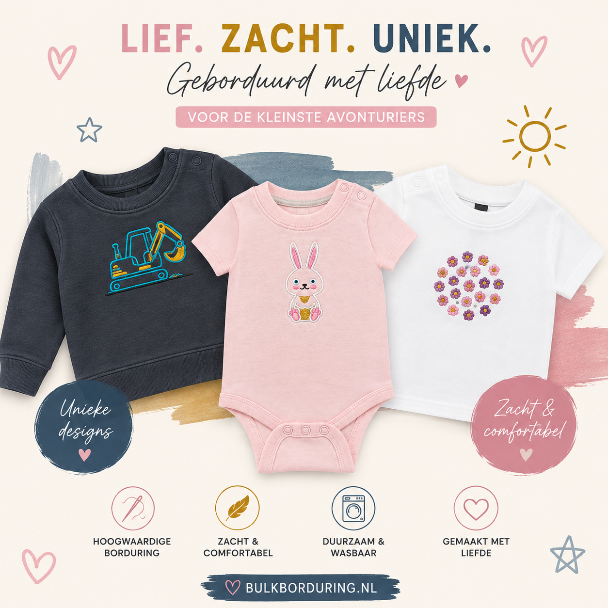 Translation missing: nl.Baby T-shirts collectie: Baby/peuter/kleuter geborduurd
