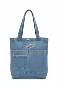 Denim shopper met borduring