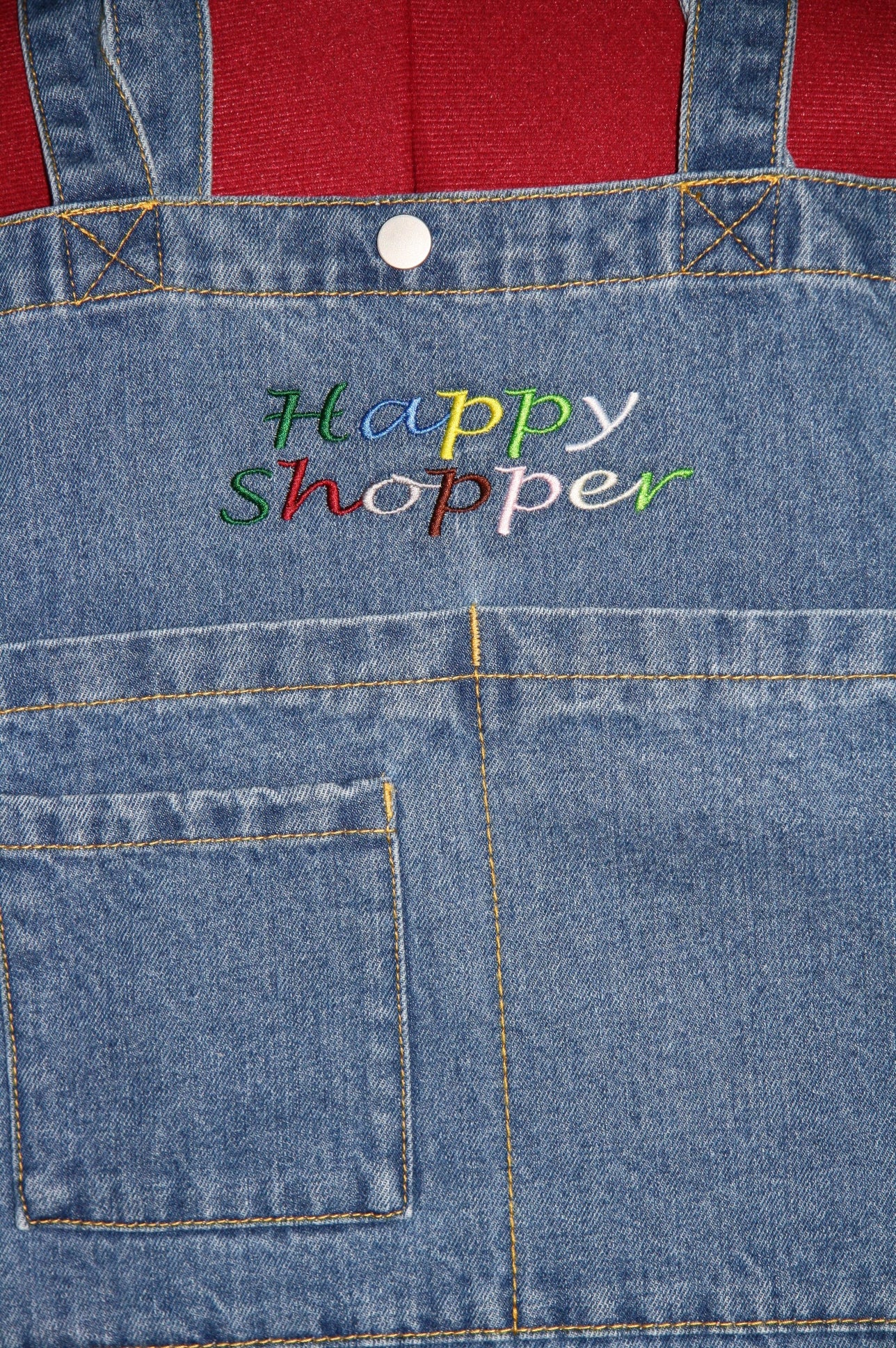 Denim shopper met borduring