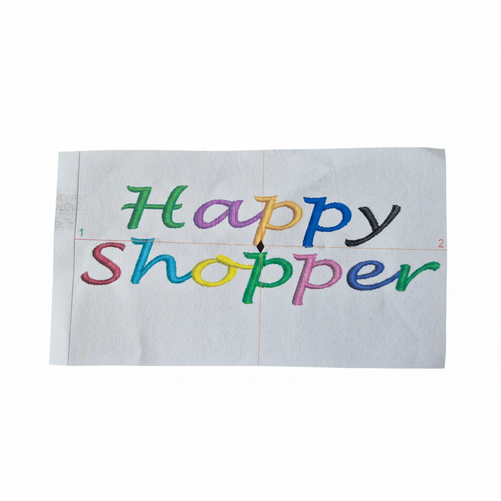 Happy Shopper borduring achtergrond verwijderd